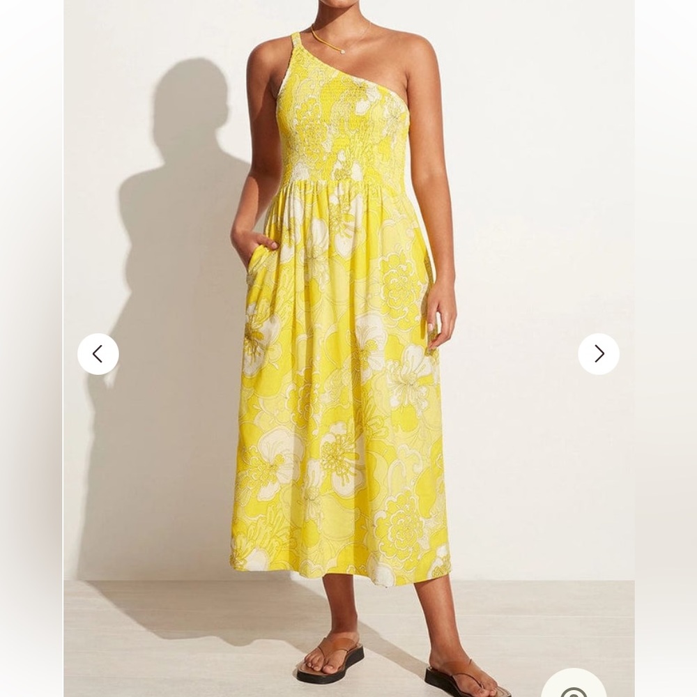 Yellow midi one shoulder dress